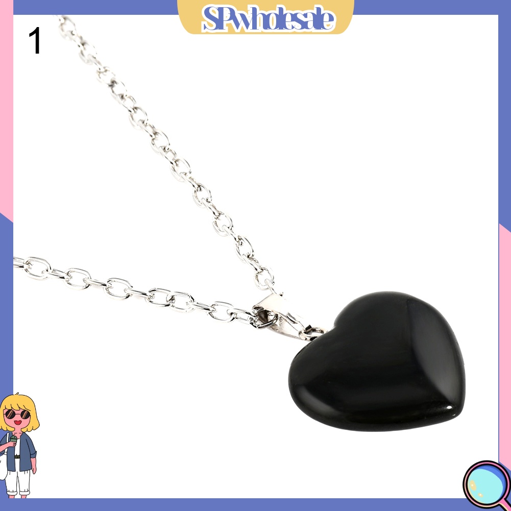 &lt;SPwholesale&gt; Vòng cổ Mặt Đá Tự Nhiên Hình Trái Tim Thời Trang Cho Nữ