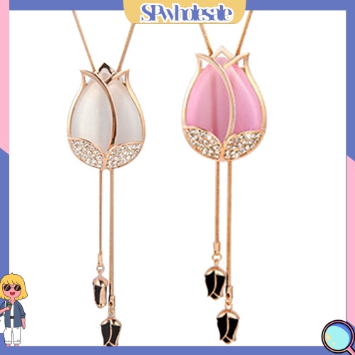 &lt;SPwholesale&gt; Vòng cổ Mặt Hoa Tulip Đính Đá Thời Trang