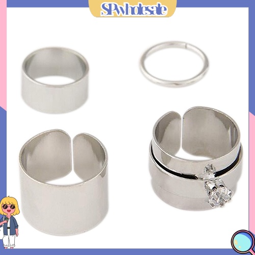 <SPwholesale> Bộ 4 Nhẫn Đeo Đốt Ngón Tay Thời Trang Cho Nam Và Nữ