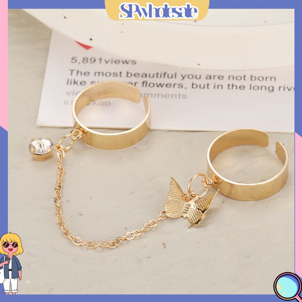 <SPwholesale> Bộ Nhẫn Đeo Đốt Ngón Tay Bằng Hợp Kim Đính Đá Sang Trọng