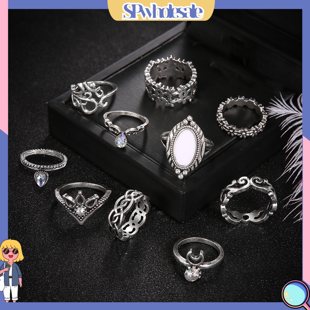 <SPwholesale> Set 10 Nhẫn Đeo Khớp Ngón Tay Phong Cách Bohemian