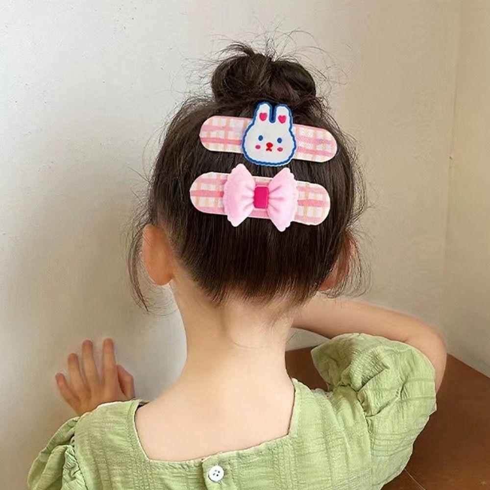 Kẹp Tóc Vải Đính Nơ Họa Tiết Hoạt Hình Gấu / Thỏ Dễ Thương Cho Bé Gái