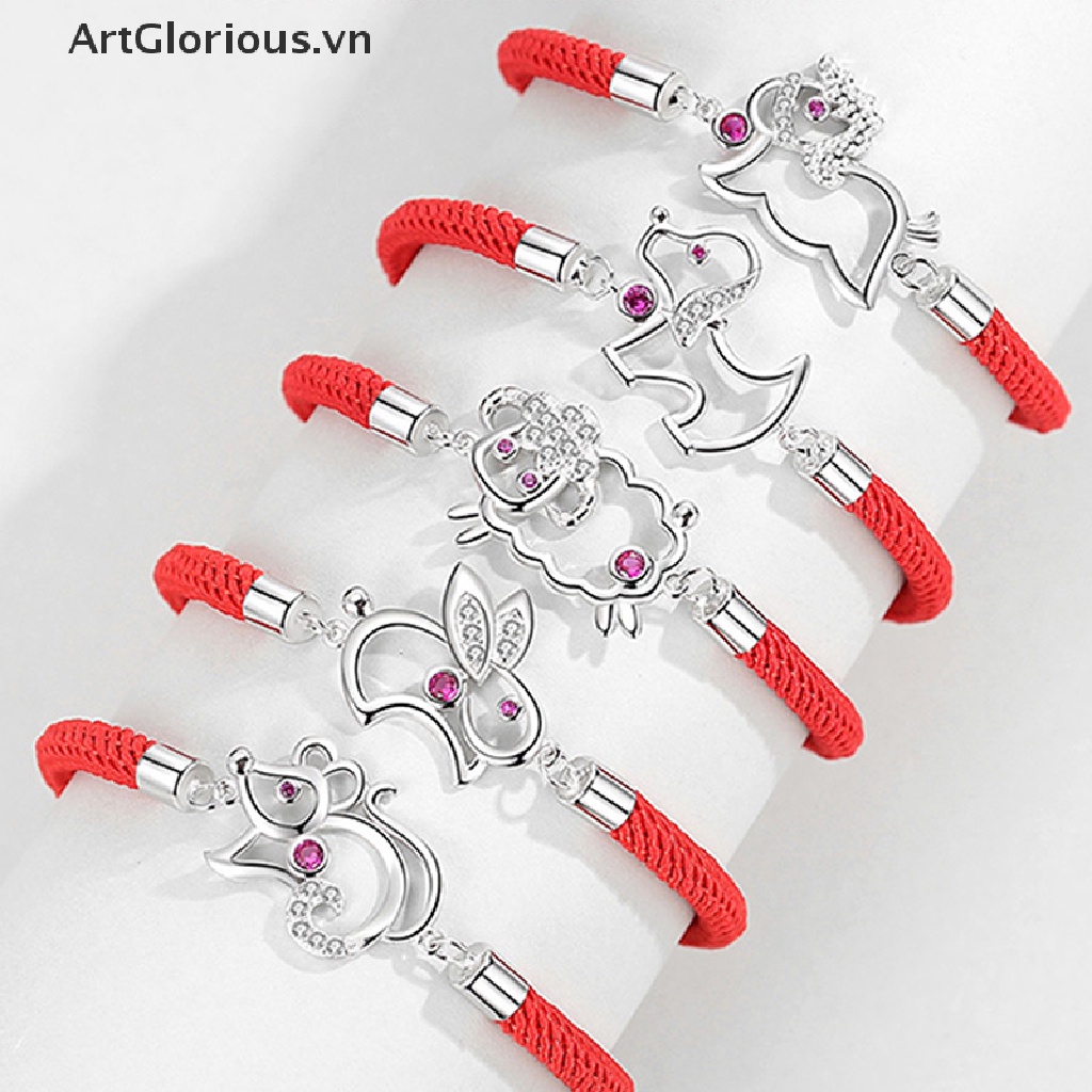 Vòng Tay Dây Đỏ May Mắn 12 Cung Hoàng Đạo Chuột Ox Tiger Dragon Ngựa Khỉ Khỉ Heo Con Giáp May Mắn