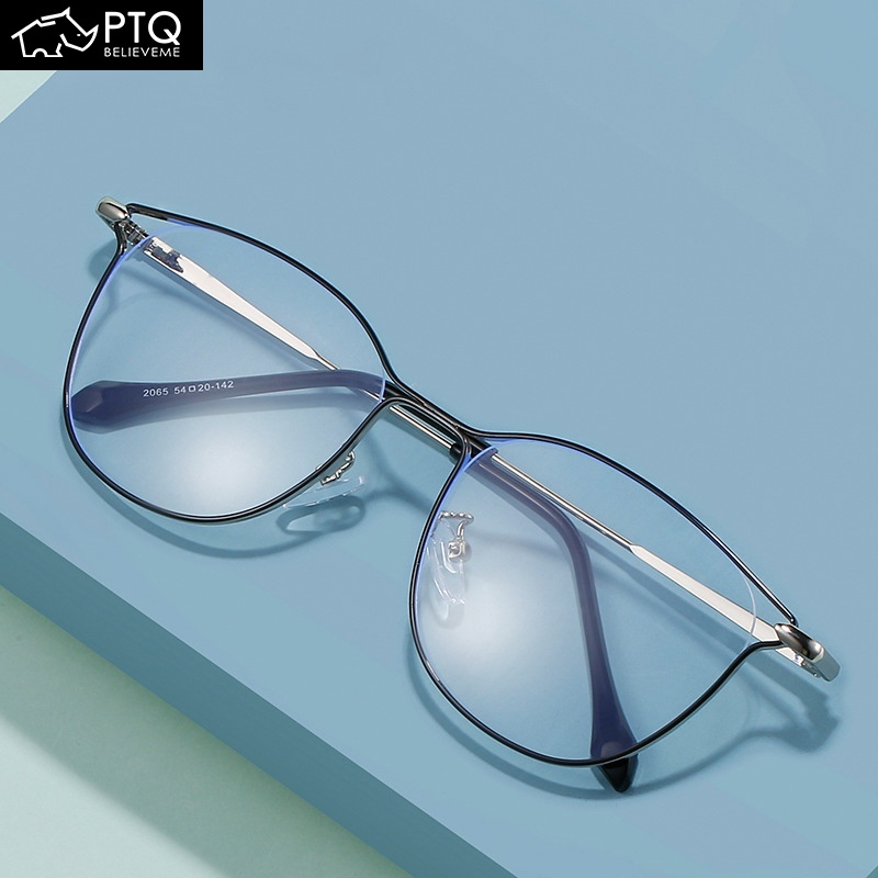 Mắt Kính Mắt Mèo PTQ Chống Bức Xạ Ánh Sáng Xanh PTQ Bằng Kim Loại Siêu Nhẹ Thay Đổi Màu Theo Phong Cách Retro Mới Cho Nữ