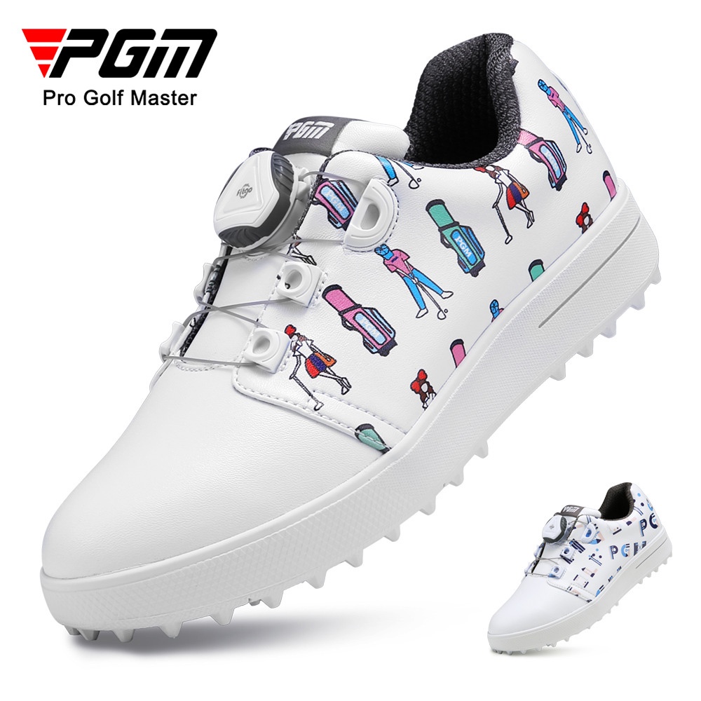 Giày Chơi Golf PGM Chống Thấm Nước Bền Và Có Nút Cài Bền In Họa Tiết Thể Thao Dành Cho Bé Trai Và Bé Gái XZ241