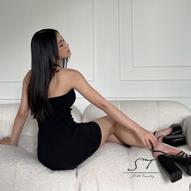 Đầm Ôm Không Tay Cổ Yếm Màu Đen Thời Trang Mùa Hè CY03 Dành Cho Nữ