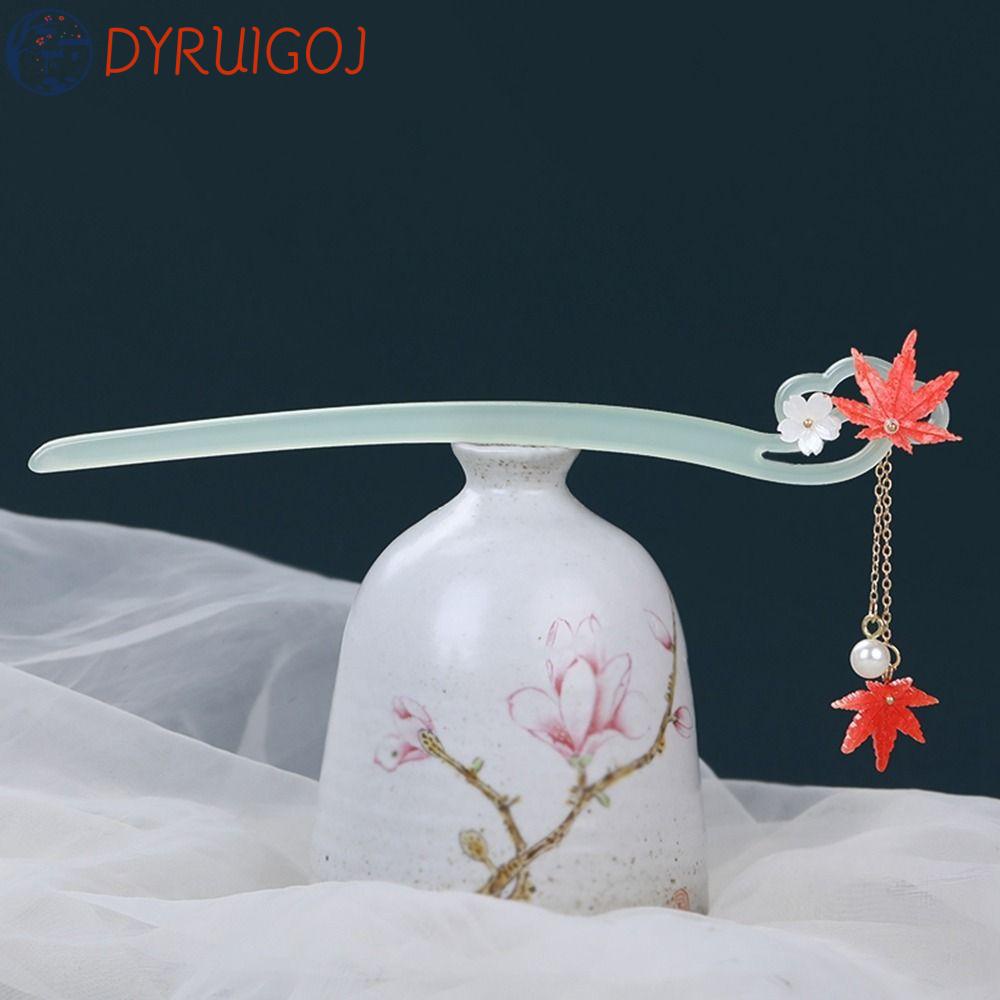 Trâm Cài Tóc Hình Lá Phong Phối Tua Rua Phong Cách Trung Hoa Cổ Điển