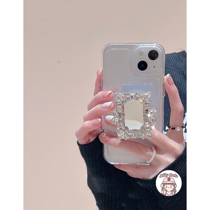 Ốp Điện Thoại TPU Mềm Chống Mồ Hôi Có Giá Đỡ Và Gương Trang Điểm Cho IP 14 Pro Max IP 11 IP 12 11 Pro Max X XS