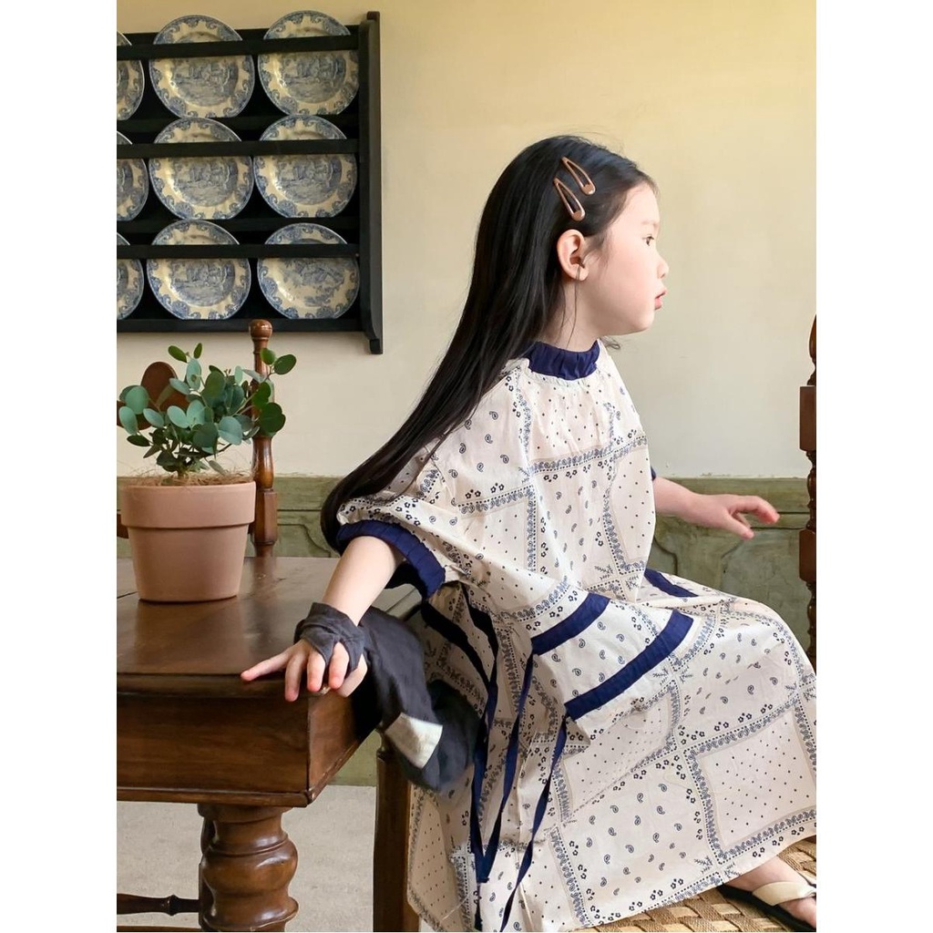 Đầm Dáng Dài In Họa Tiết Phong Cách Hàn Quốc Thời Trang Mùa Hè 2023 Mới Cho Bé Gái