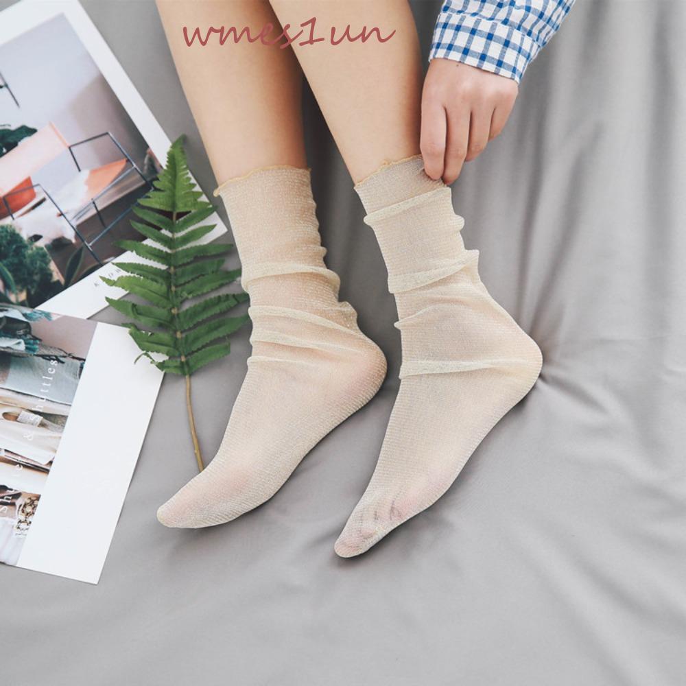 Vớ Mỏng Mùa Hè Bằng Lụa Hofy Trong Suốt Lấp Lánh Đơn Giản Thời Trang Thoải Mái Cho Nữ Wmes15