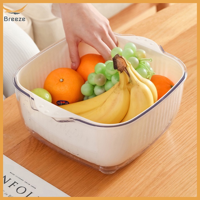 Rổ Rửa Trái Cây Hai Tầng Sáng Tạo Có Tay Cầm Dành Cho Nhà Bếp