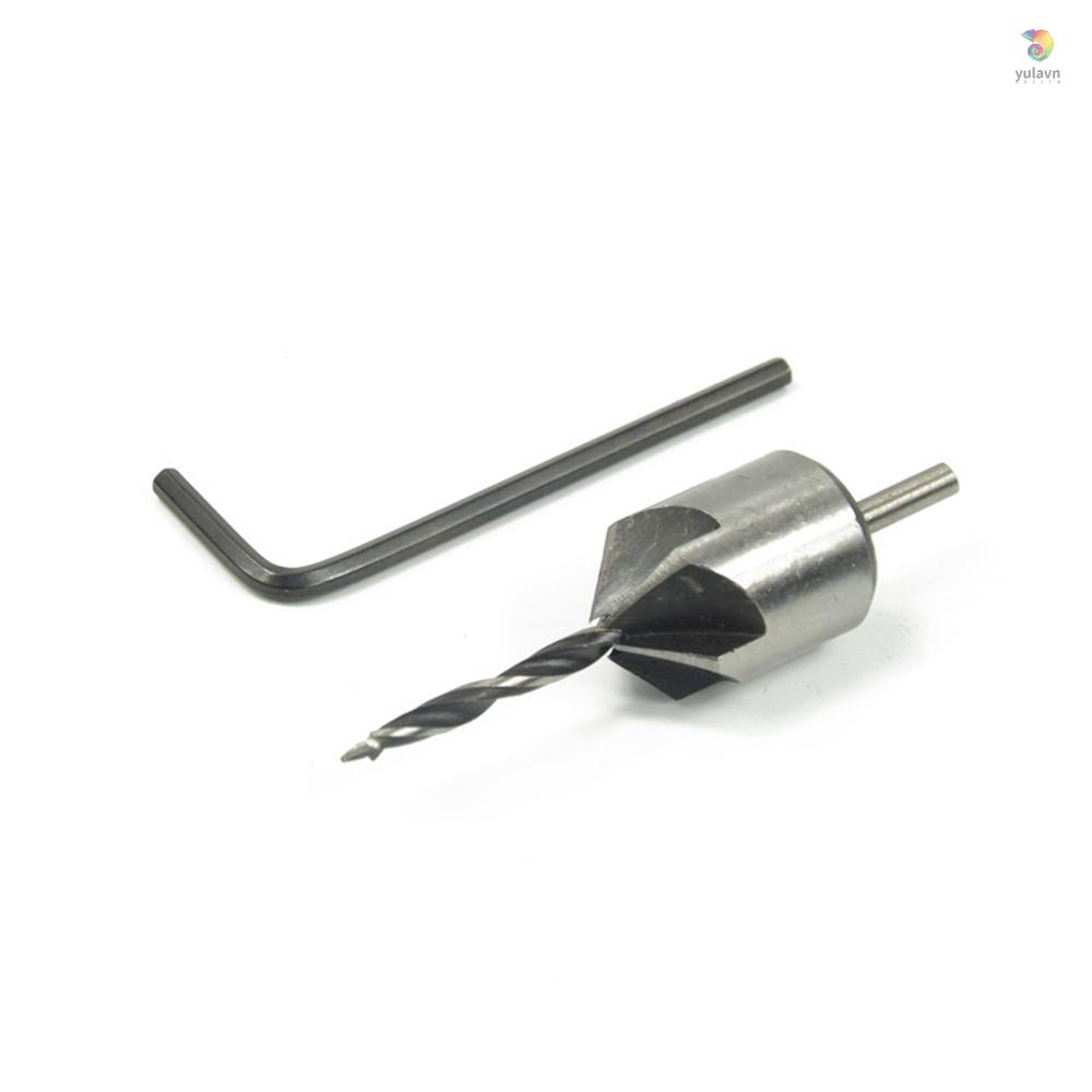 Bộ 4 Mũi Khoan Gỗ Bằng Thép HSS 5 Sáo 3mm-6mm Chuyên Dụng