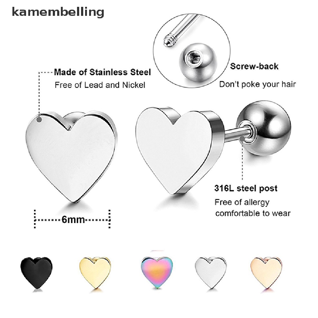 1 Khuyên Xỏ Tai Hình Trái Tim Bằng Thép Không Gỉ