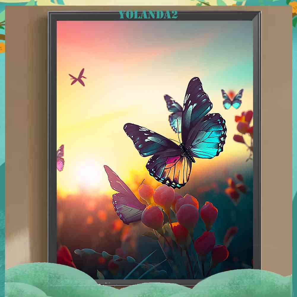 Tranh Đính Đá Kim Cương Toàn Bộ 5D DIY Hình Vẽ Bướm