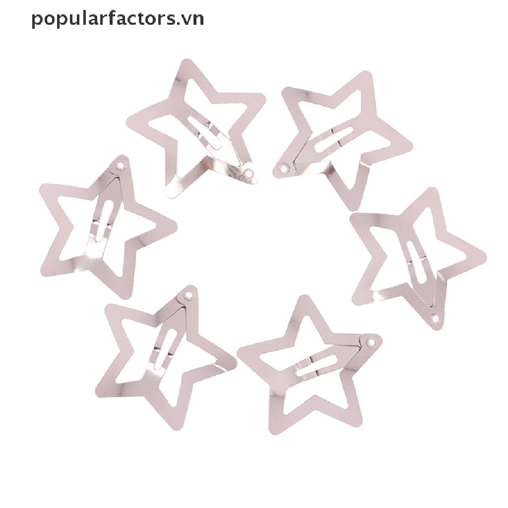 Set 4 Kẹp Tóc Ngôi Sao Màu Bạc Đơn Giản Cho Nữ