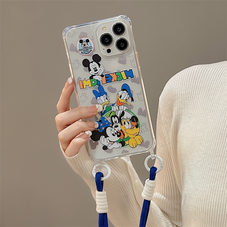 Ốp Điện Thoại Tpu Silicon Mềm Hình Chuột Mickey Gắn Dây Đeo Cổ Tay Làm Vòng Đỡ Phối Dây Treo iphone 12 14 13 11 Pro Max
