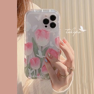 Ốp Điện Thoại Túi Khí Mềm Chống Sốc Hình Hoa Tulip Cho IPhone 14 Pro MAX 11 13 12 Pro MAX XR 6 6S 7 8 Plus X XS MAX