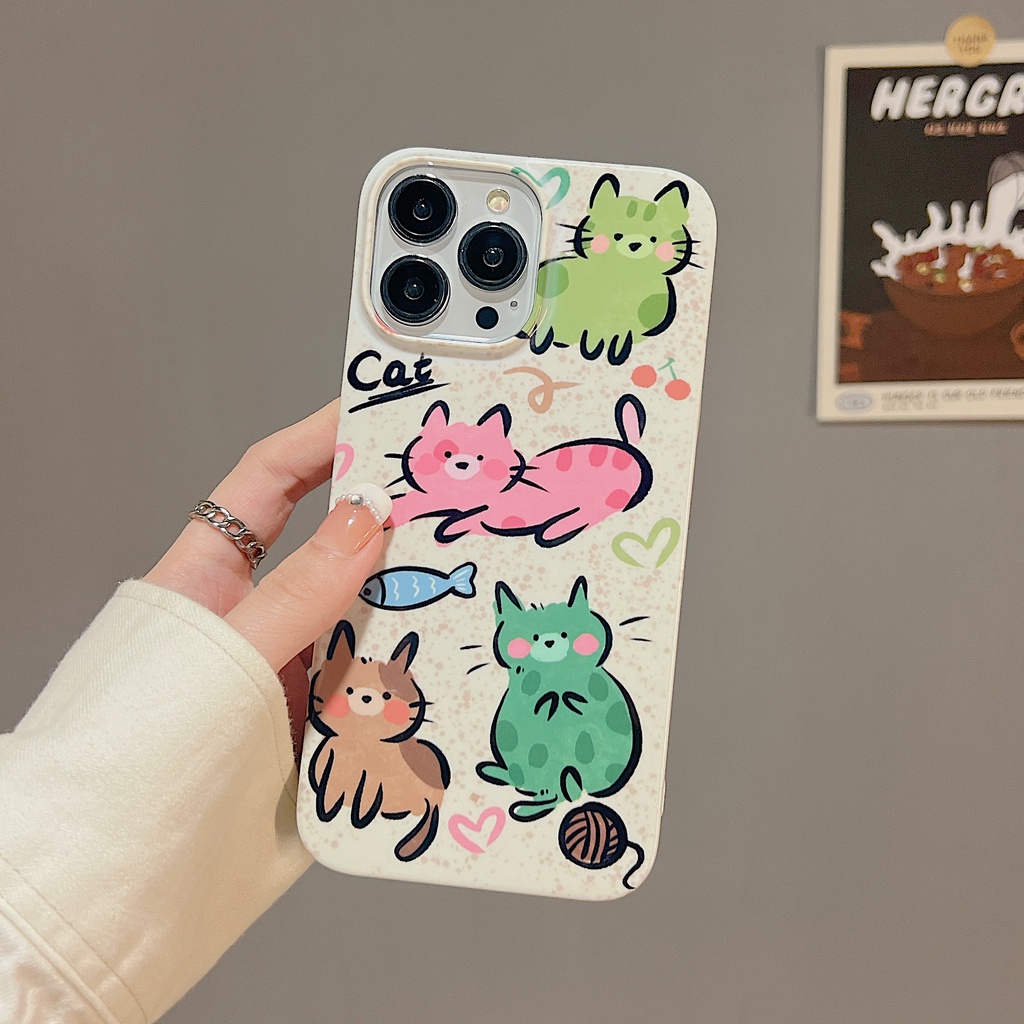 Ốp Điện Thoại PC Cứng Họa Tiết Hoạt Hình Graffiti Bảo Vệ Toàn Diện Cho iPhone 14 13 Pro Max 11 12