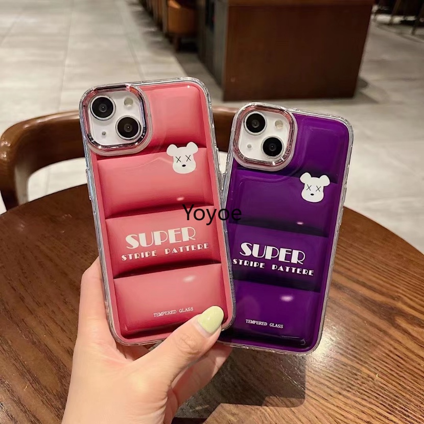 Ốp Điện Thoại Mềm Mạ Điện Chống Sốc In Hình Gấu Hoạt Hình Cho iPhone 14 11 12 13 Pro Max X XS XR 7 8 Plus SE