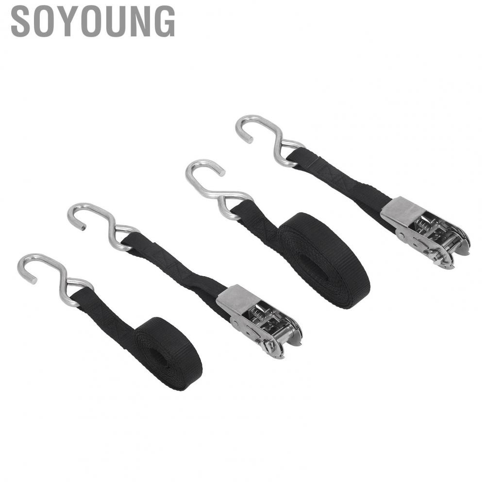 Soyoung Ratchet Tie Down Straps  Sturdy Construction Flexible Precise Stitching High Toughness 2PCS Ratcheting Securing for Ship
