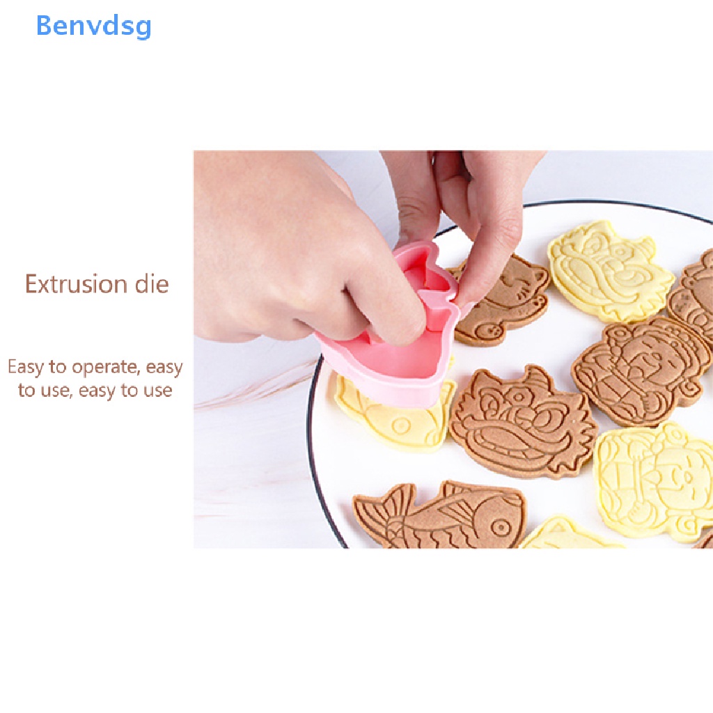 Bộ 6 Khuôn Cắt Bánh Quy Họa Tiết Hoạt Hình 3D Phong Cách Trung Quốc