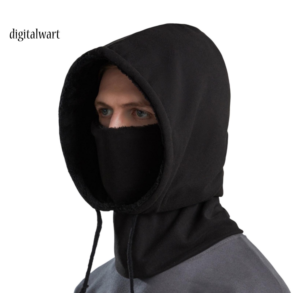 Kỹ Thuật Số| Mũ Trùm Đầu Tích Hợp Khăn Choàng Cổ Giữ Ấm Không Vành Màu Trơn Lót Nhung Thiết Kế Một Mảnh Cho Nam Khi Lái Xe Ngoài Trời