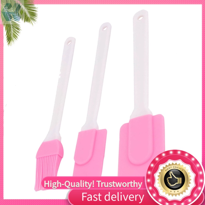 Bộ 3 Dụng Cụ Làm Bánh Bằng Silicone Màu Hồng