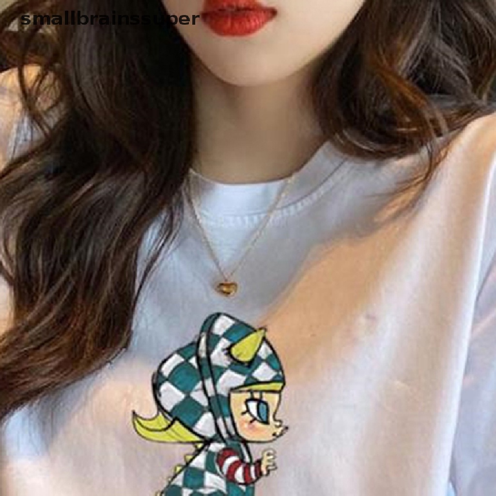 Áo Thun Ngắn Tay Dáng Rộng In Hoạt Hình Đơn Giản Kiểu Đường Phố Cho Nữ