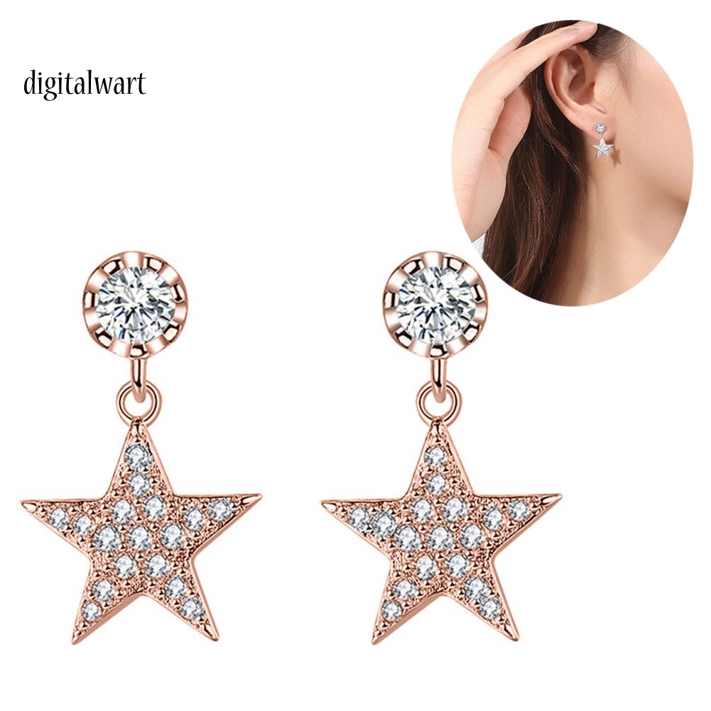 Kỹ Thuật Số| Bông Tai Ngôi Sao Năm Cánh Đính Đá Thời Trang