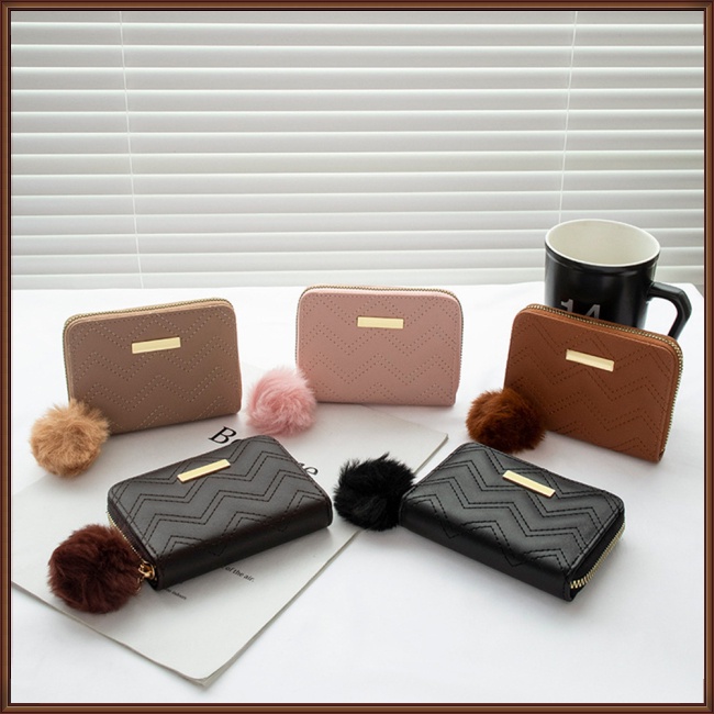 Ví Da Pu Có Khóa Kéo Họa Tiết Thêu Xinh Xắn Cho Nữ