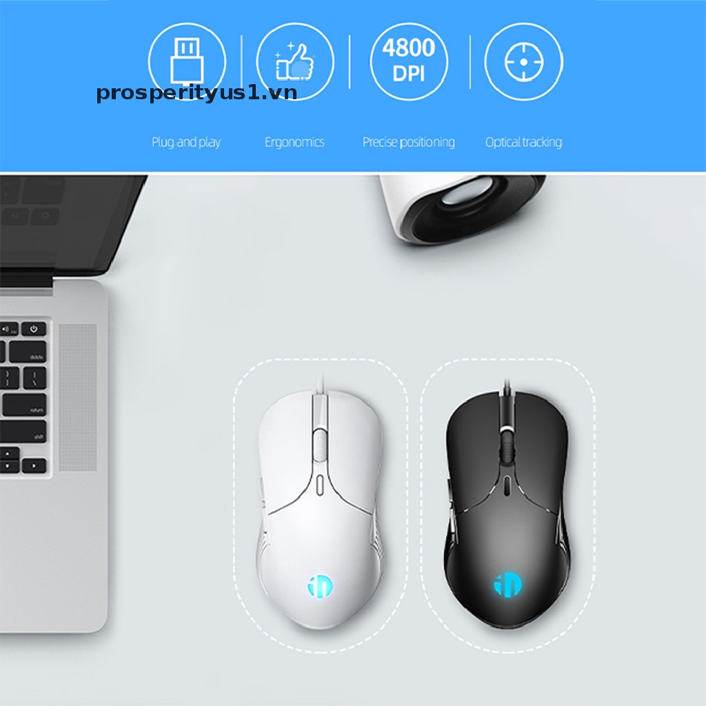 Chuột Chơi Game Chuyên Nghiệp prosperityus1 6 Nút Bấm 4800 DPI Có Đèn LED Và Phụ Kiện