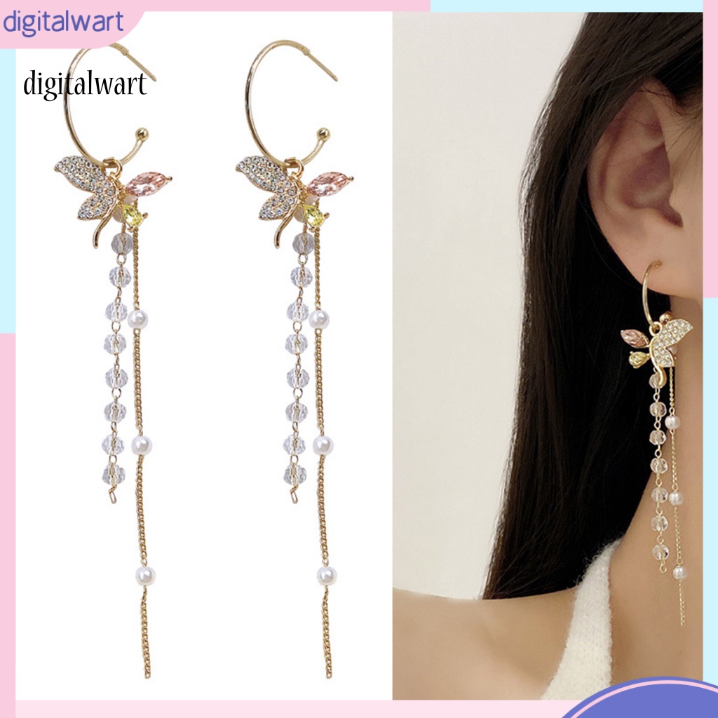 Kỹ Thuật Số| 1 Đôi Bông Tai Hình Bướm Đính Đá Lấp Lánh Dành Cho Nữ