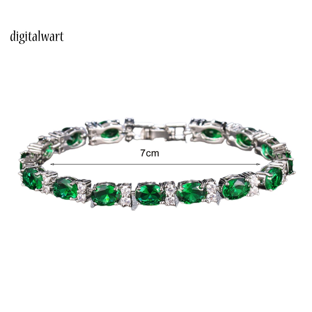 Kỹ Thuật Số| Vòng Tay Đính Đá Zircon Hình Oval Không Dễ Vỡ Thời Trang Cho Nữ