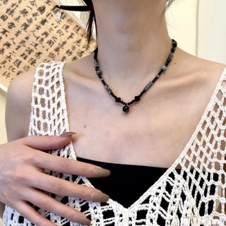 Vòng Cổ Chuỗi Hạt Màu Đen Phong Cách Hàn Quốc Thời Trang Mùa Xuân Xinh Xắn Cho Nữ