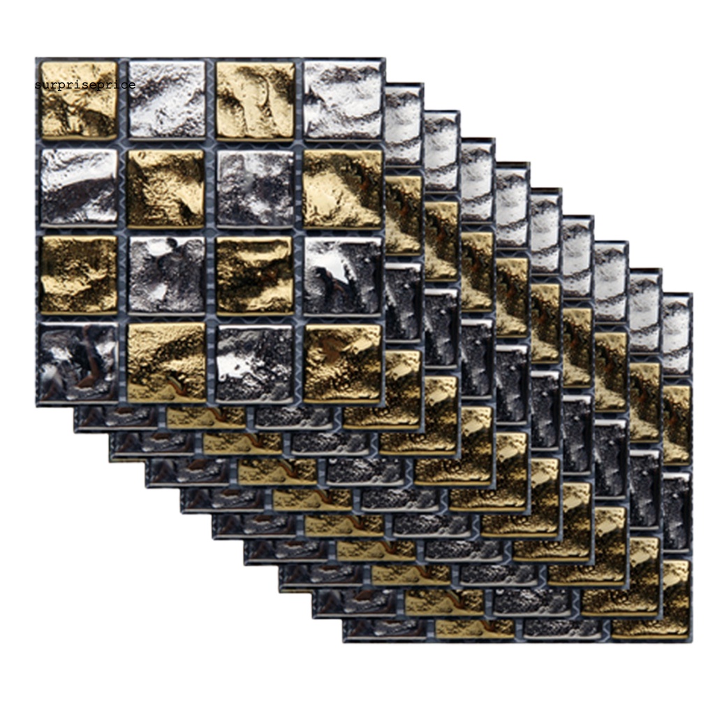 Set 10 Miếng Dán Tường / Sàn 3D Bằng PVC Chống Nước Dễ Lau Chùi DIY