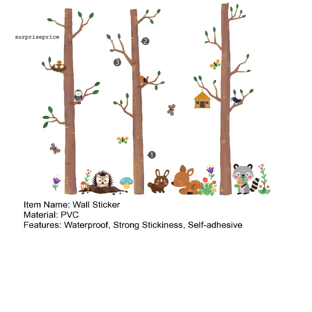 Set 2 Sticker Dán Tường PVC Vinyl Chống Nước Họa Tiết Hoạt Hình Chim Chóc Và Cây Cối Trang Trí Phòng Trẻ Em