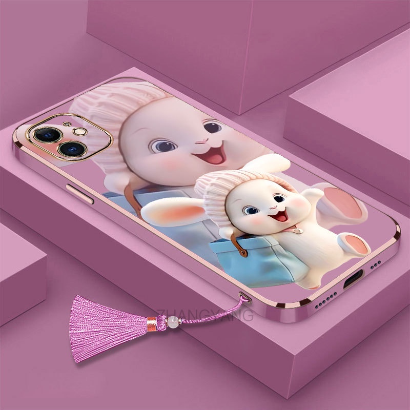 Ốp lưng iPhone 11 iPhone 11 Pro iPhone 11 Pro Max Silicon Viền Thẳng Họa Tiết Chú Thỏ Nhiều Màu Dễ Thương Kèm Dây Đeo Cho iPhone 11 iPhone 11 Pro iPhone 11 Pro Max