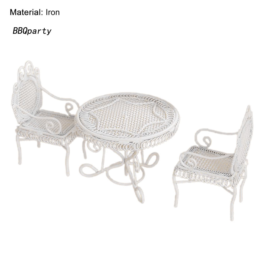 Mô Hình Bàn Ghế Tròn Bằng Sắt Dễ Phối Đồ Trang Trí Nhà Búp Bê