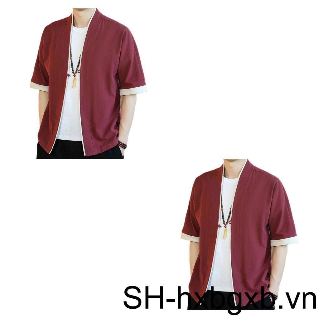 Set 1 / 2 Áo Khoác Truyền Thống Trung Hoa Dáng Rộng Thoáng Khí Thân Thiện Với Da Cho Nam