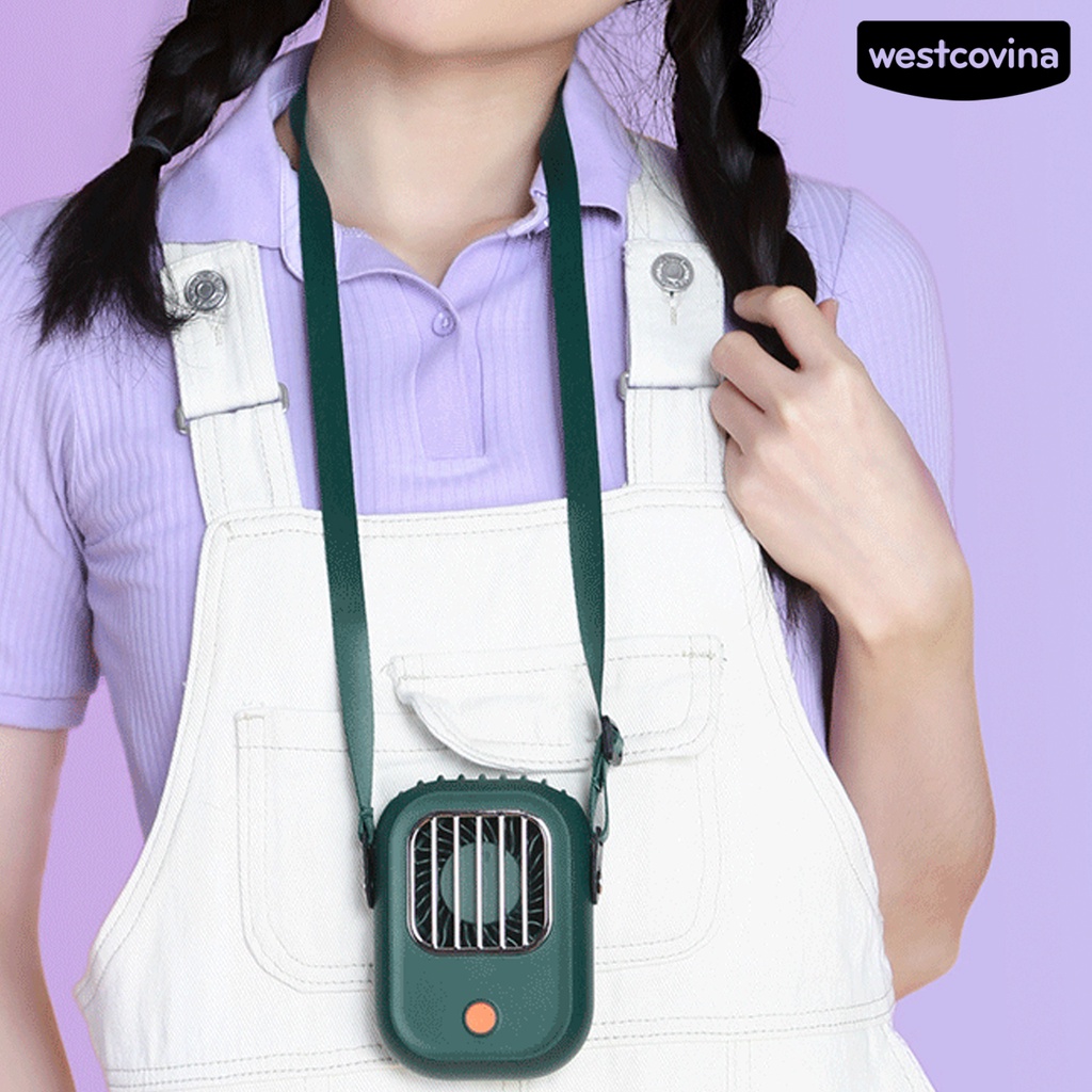 W🅢Quạt Làm Mát Để Bàn 3 Tốc Độ Gió Mini Kèm Dây Đeo Cổ Tiện Dụng