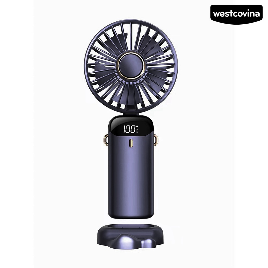W🅢Quạt Mini Cầm Tay 5 Tốc Độ Gió Làm Mát Không Ồn Màn Hình Kỹ Thuật Số Thời Trang