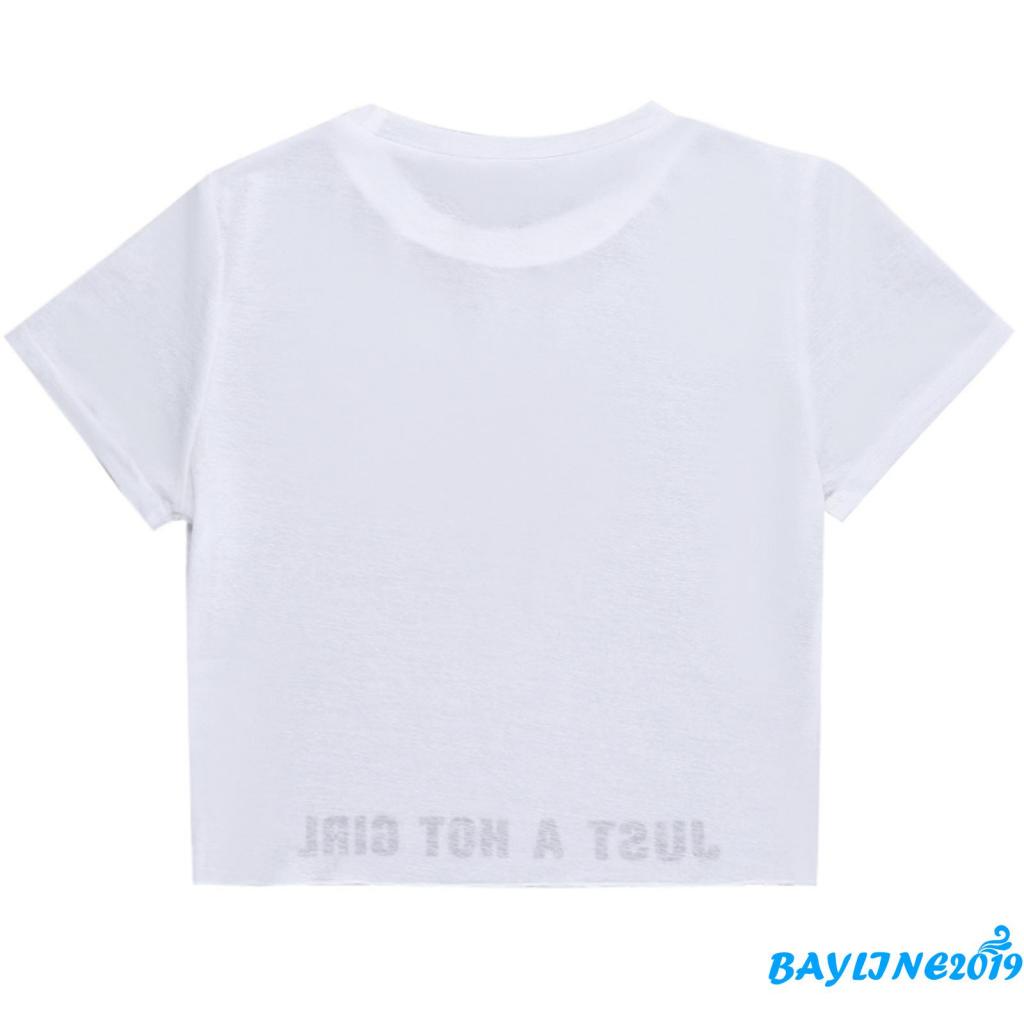 Áo Thun Croptop Tay Ngắn In Chữ Nhìn Xuyên Thấu Thời Trang Mùa Hè Cho Nữ