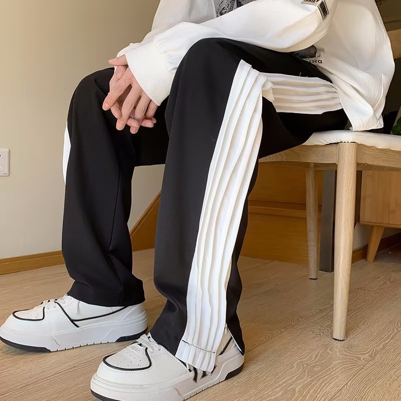 Quần Dài Thể Thao Ống Rộng Xẻ Tà Phối Khóa Kéo Cá Tính Cho Nam