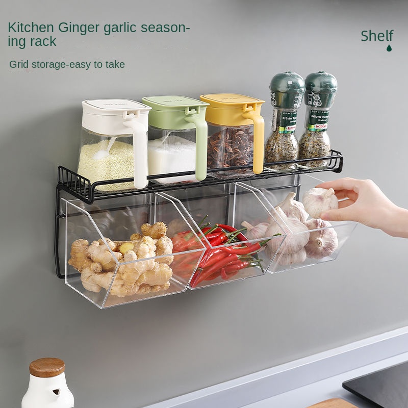 Hộp Đựng Gia Vị / Gừng / Tỏi Treo Tường Bằng Acrylic Cho Nhà Bếp