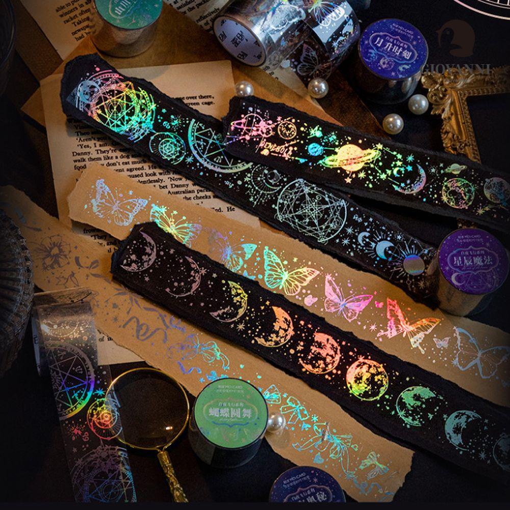 Cuộn băng keo PET trong suốt in họa tiết núi và bướm phong cách Nhật Bản độc đáo trang trí sổ tay DIY