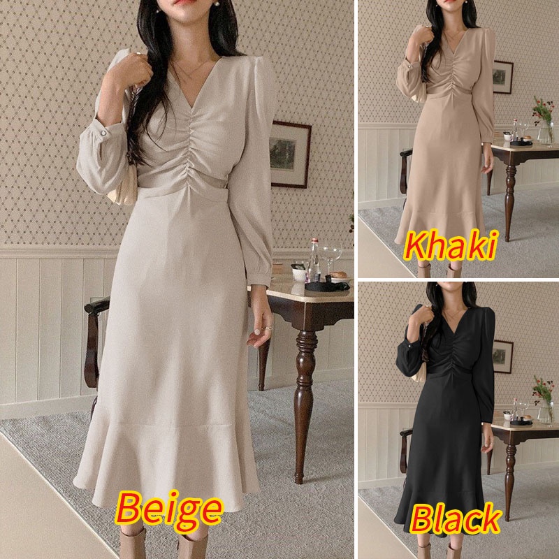 Zanzea Đầm Đuôi Cá Tay Dài Cổ Chữ V Thời Trang Nữ Tính