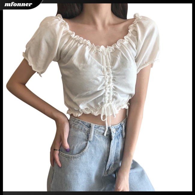 Áo Sweater Dệt Kim Tay Ngắn Hở Rốn Thời Trang Mùa Hè Cho Bạn Gái