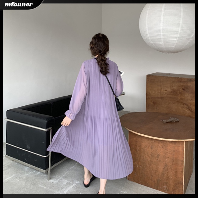 Đầm Nữ Tay Dài Dáng Rộng Màu Sắc Thanh Lịch