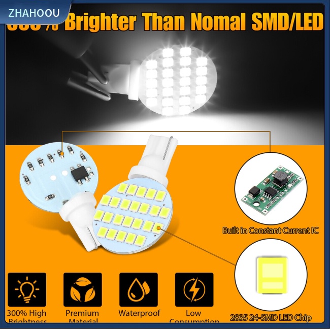 ☃Nhà Cửa☃ Set 20 Đèn Led T10 24smd 1210 12v Ánh Sáng Trắng Dành Cho Ô Tô