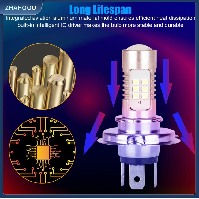 ☃Nhà Cửa☃ Set 4 Bóng Đèn Pha H4 9003 Hb2 6000k Ip67 Chống Thấm Nước 360 Độ Siêu Sáng